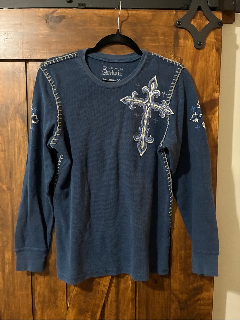 Archaic by Affliction Men's Long Sleeve Waffle Shirt Size S Y2K Redemption Goth